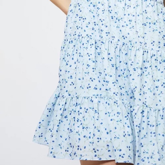 French Connection Kiva Crepe Tiered Mini Dress – Icy Blue Floral – Size 4 (NWT) - Picture 4 of 14